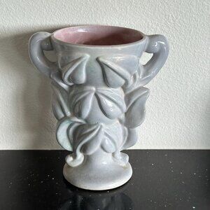 Gonder Arts & Crafts Ornate Flower Vase Grayish/ Pink Zanesville Ohio USA VTG